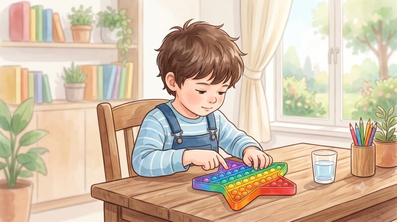 A child playing with a sensory toy at home